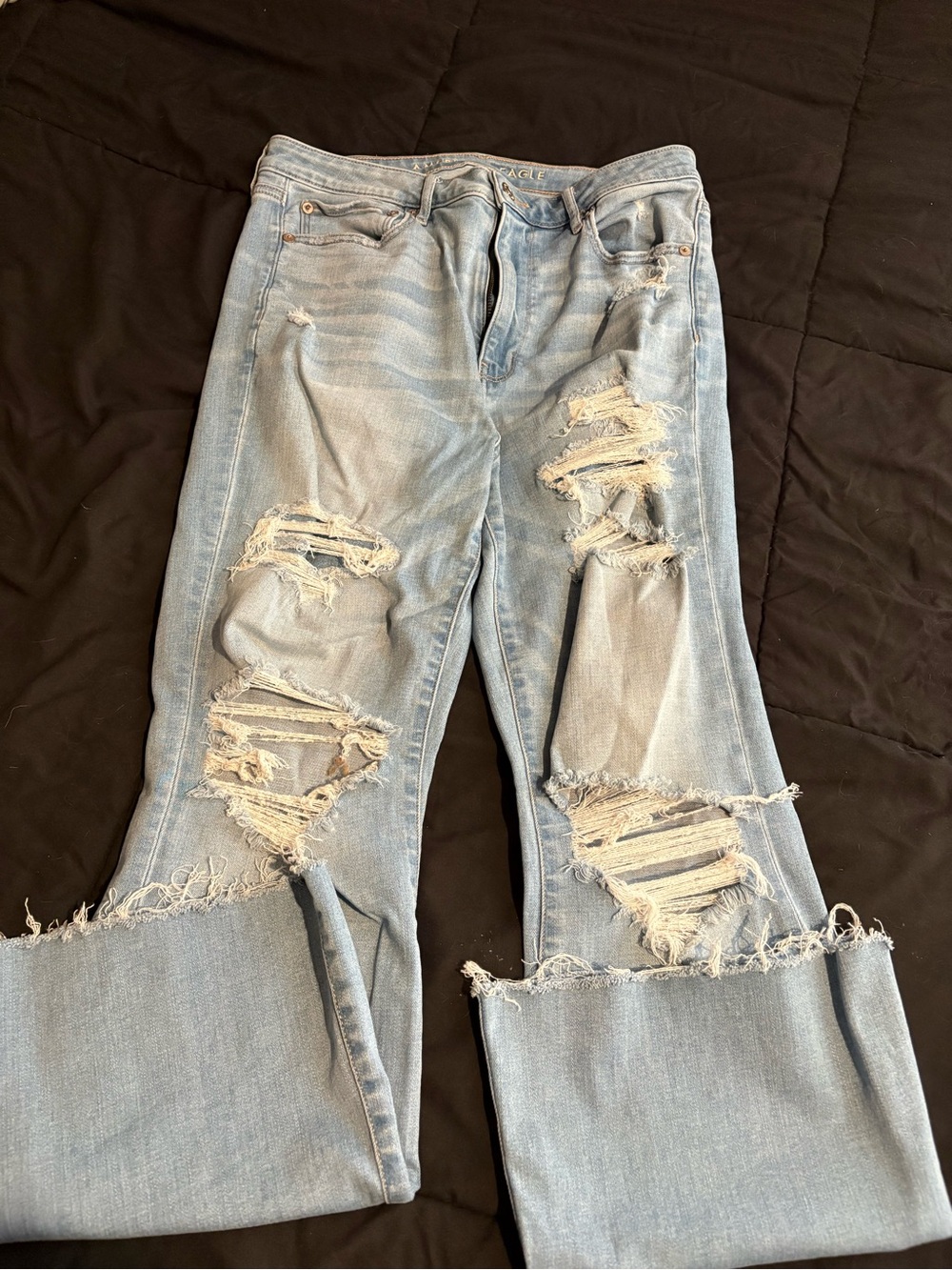 American Eagle Outfitters Light Wash Distressed Wide Leg Jeans